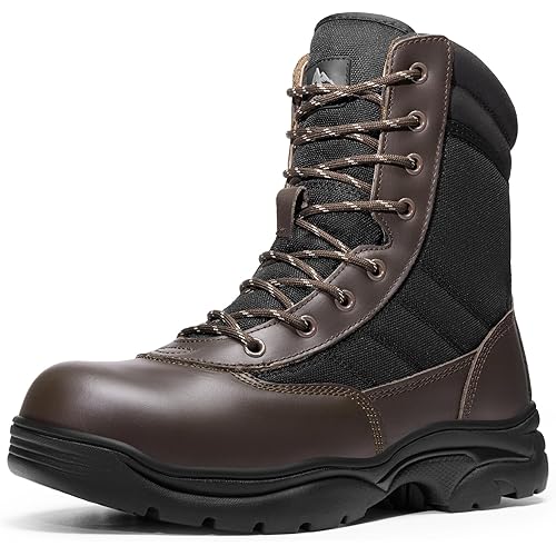 NORTIV 8 Steel Toe Boots for Men Safety Industrial & Construction Military Work Boots Slip Resistant ASTM F2413-18, TROOPER-STL