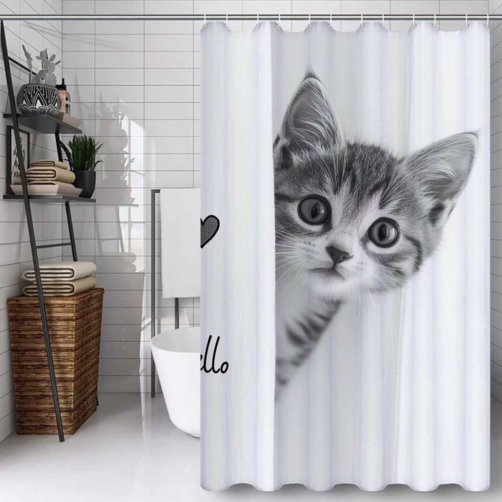 Rideau de douche textile blanc 120x200 pour baignoire moderne