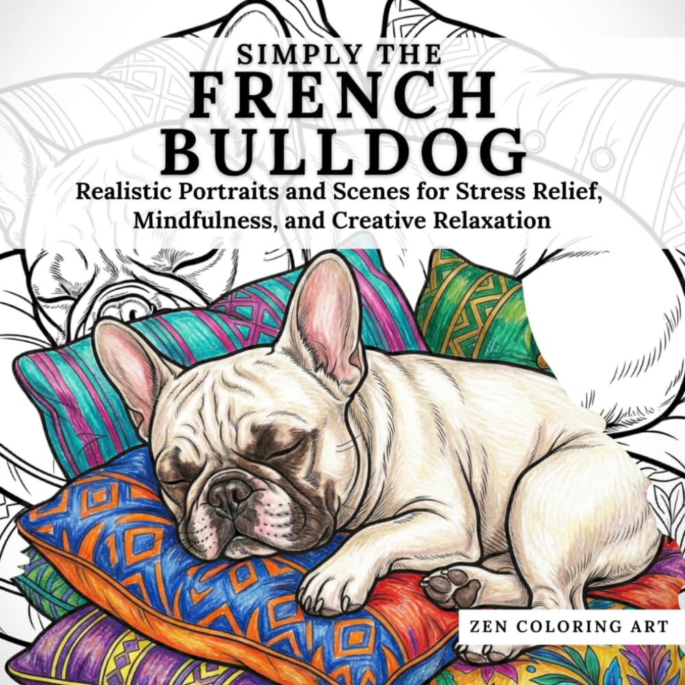 SIMPLY THE FRENCH BULLDOG: Realistic Portraits and Scenes for Stress Relief, Mindfulness, and Creative Relaxation (Zen Coloring Art Collection)