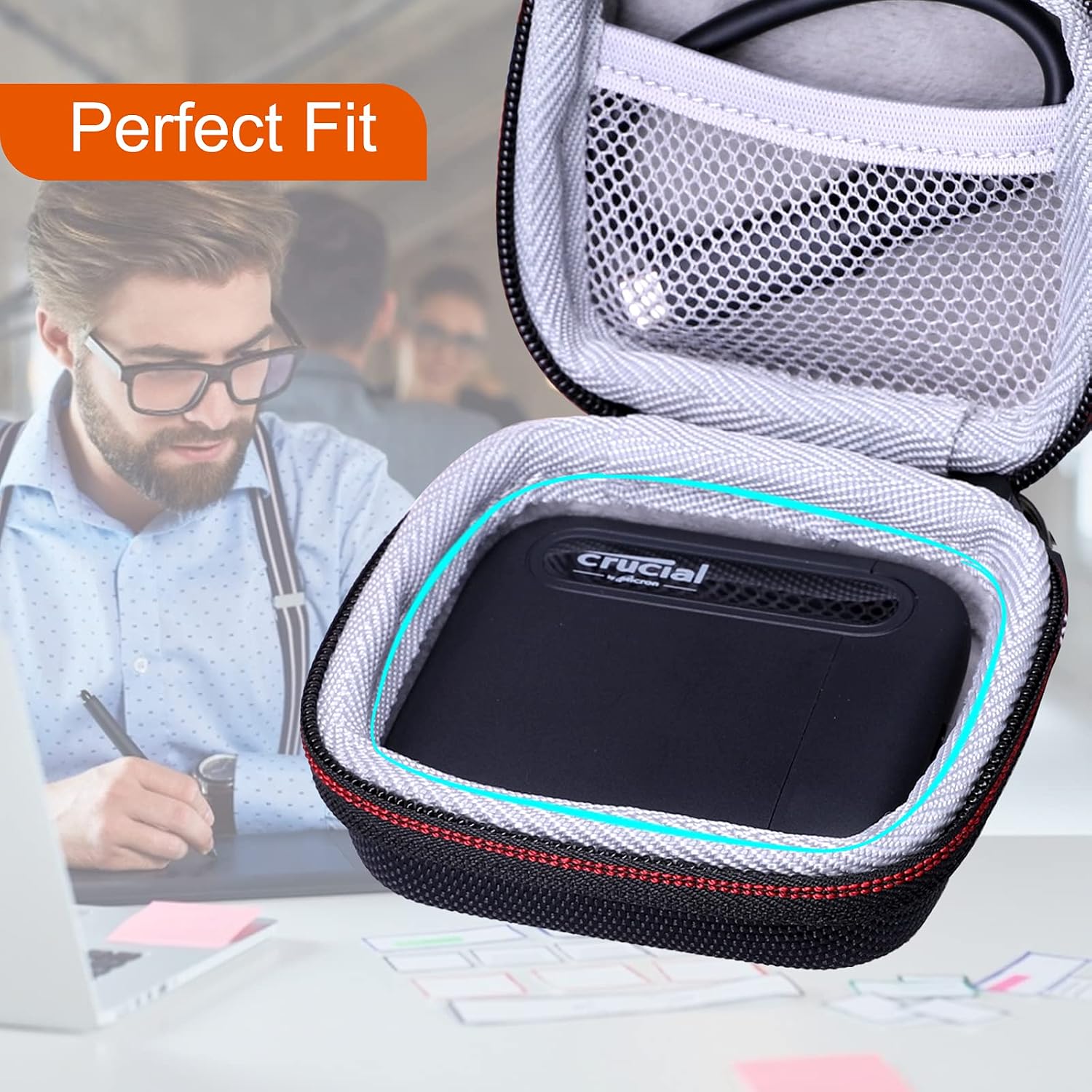 L LTGEM EVA Hard Carrying Case for Crucial X10/X10 Pro/X9/X9 Pro/X6 or WD 1TB/2TB Elements SE Portable SSD (Case Only)