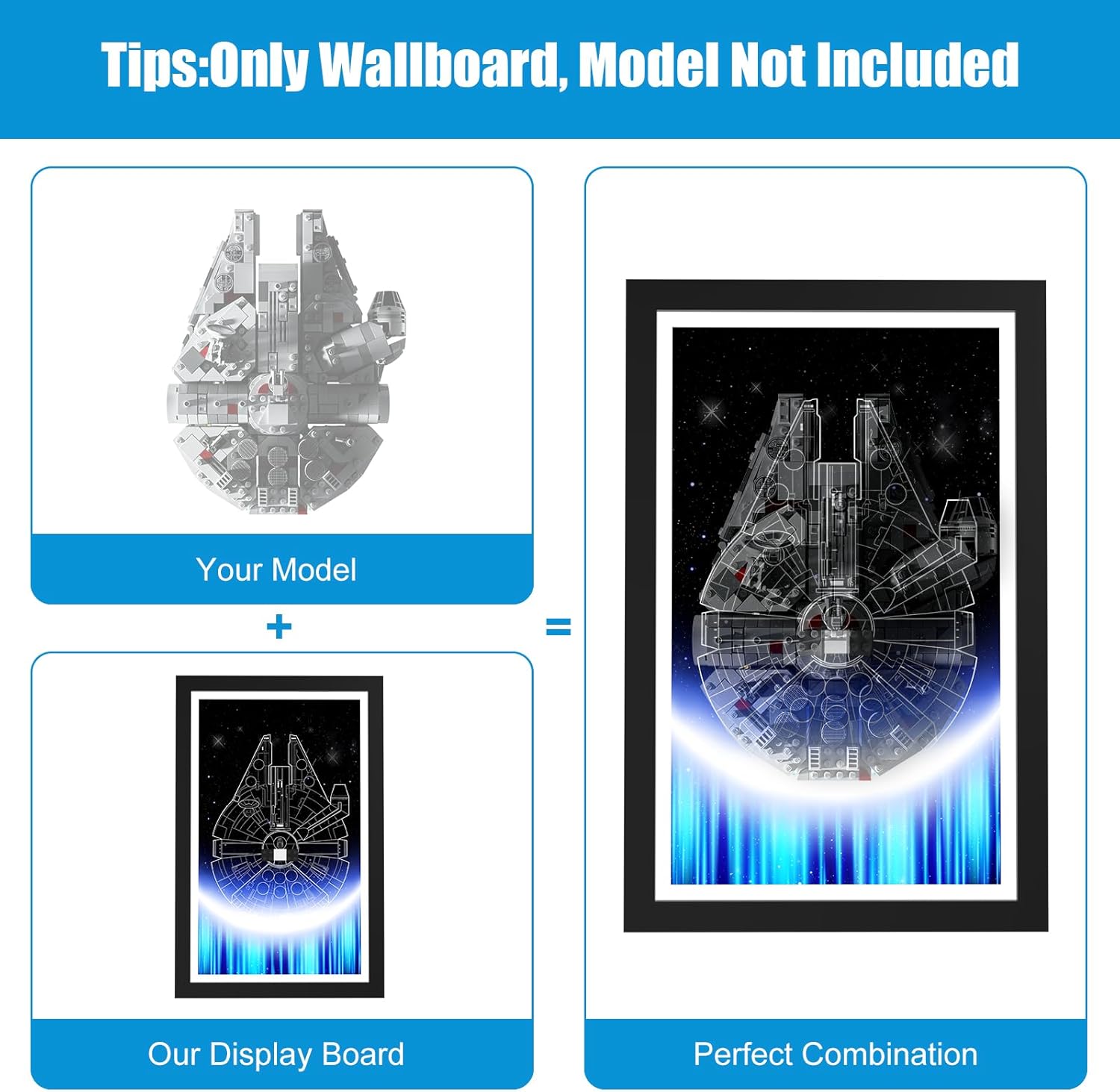 Wallmount Display Compatible with Lego Star Wars Millennium Falcon A New Hope 25th Anniversary Collectable Model, Display Wallboard for 75375 Building Set, Ideal Gift for Collectors & Fans(Board Only)