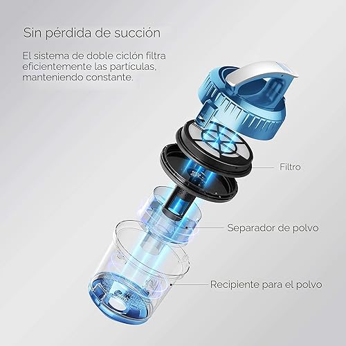 Miniatura 3 de Eureka Aspiradora sin bolsa de cilindro, aspiradora ligera para alfombras y suelos duros, con filtro, azul, Whirlwind NEN110B