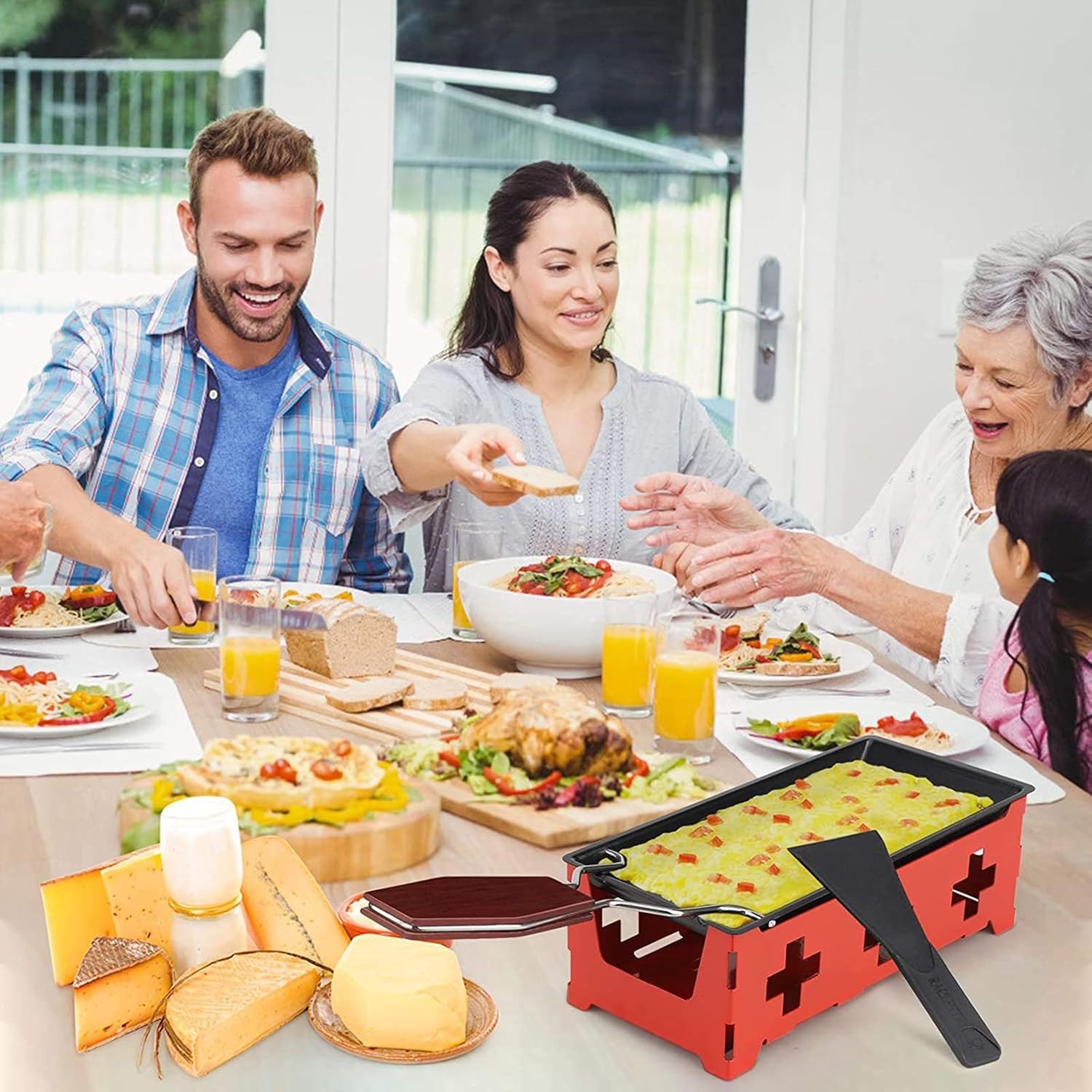 Cheese Raclette, Portable Non-Stick Cheese Raclette with Foldable Handle Mini Cheese Raclette Oven Grill Pan, Kitchen Grilling Tool, Easy to Clean (7.2 × 3.5 × 2.3in)(Color:Black)