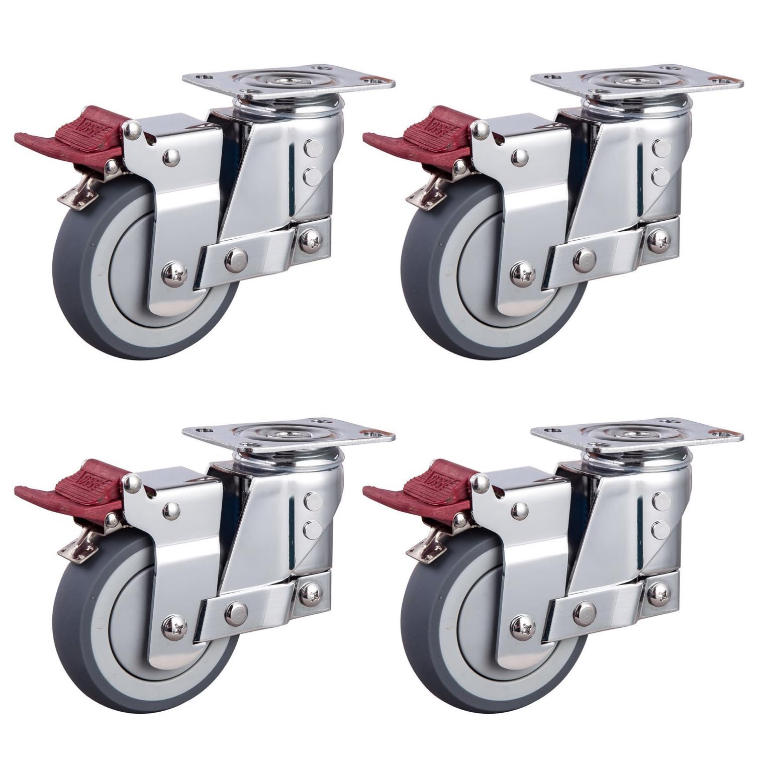 Roulettes pivotantes de 4 pouces à amortisseur pour chariot de jardin et établi