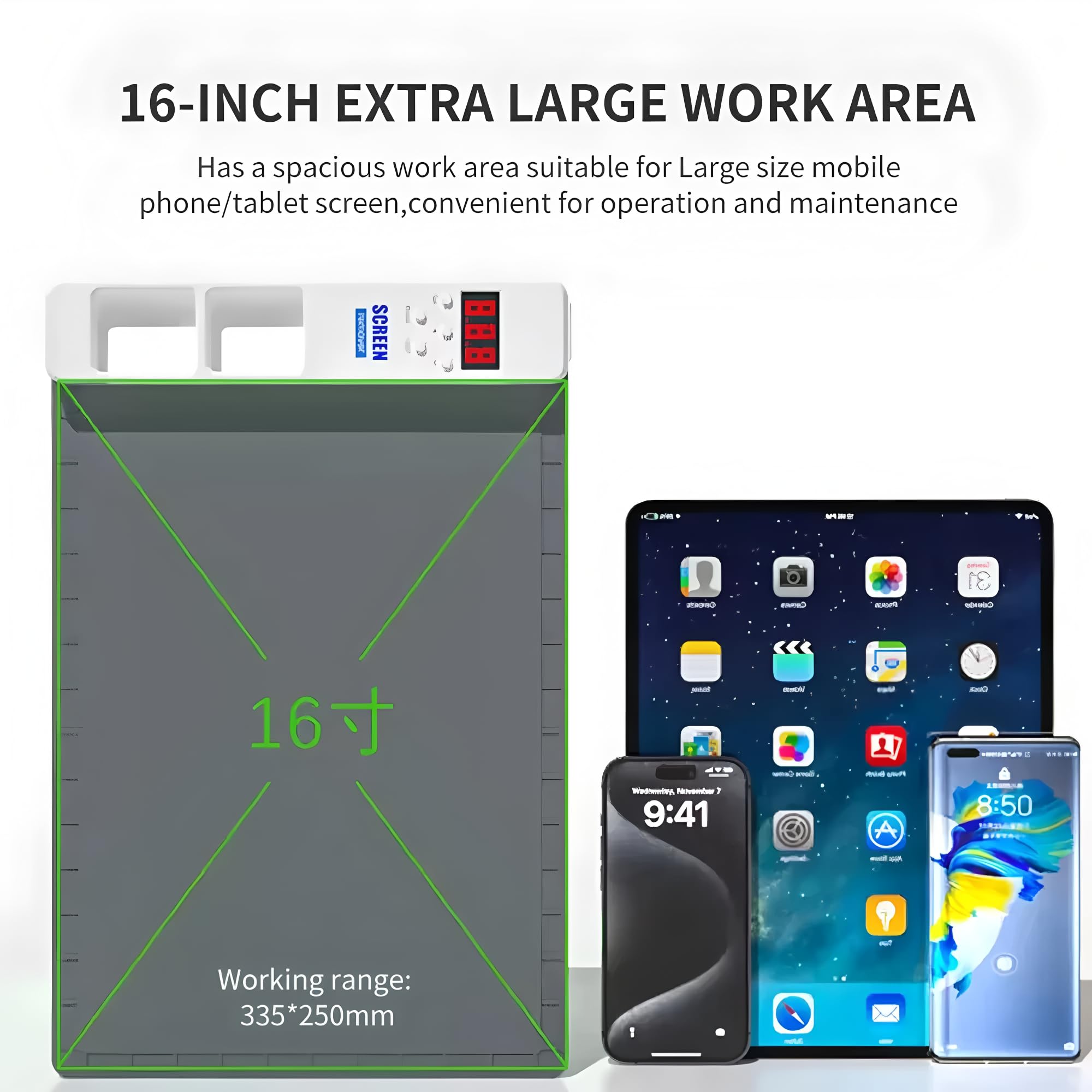 Outil de retrait d'écran LCD ultra-rapide de 16 pouces TBK-568A, machine de séparation, table chauffante pour téléphone et tablette, outil de reconditionnement