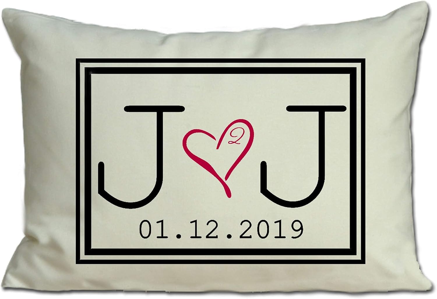 Personalized Pillow Two Hearts 2 Hearts are one, with Initial Monogram and Date Second Anniversary Cotton Gift 2nd Anniversary Pillow