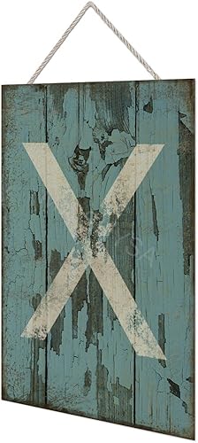 Vista 102 de Letrero colgante de madera con letra A, letrero de madera, decoración del hogar, 26 letras del alfabeto de metal, placa de madera, decoración