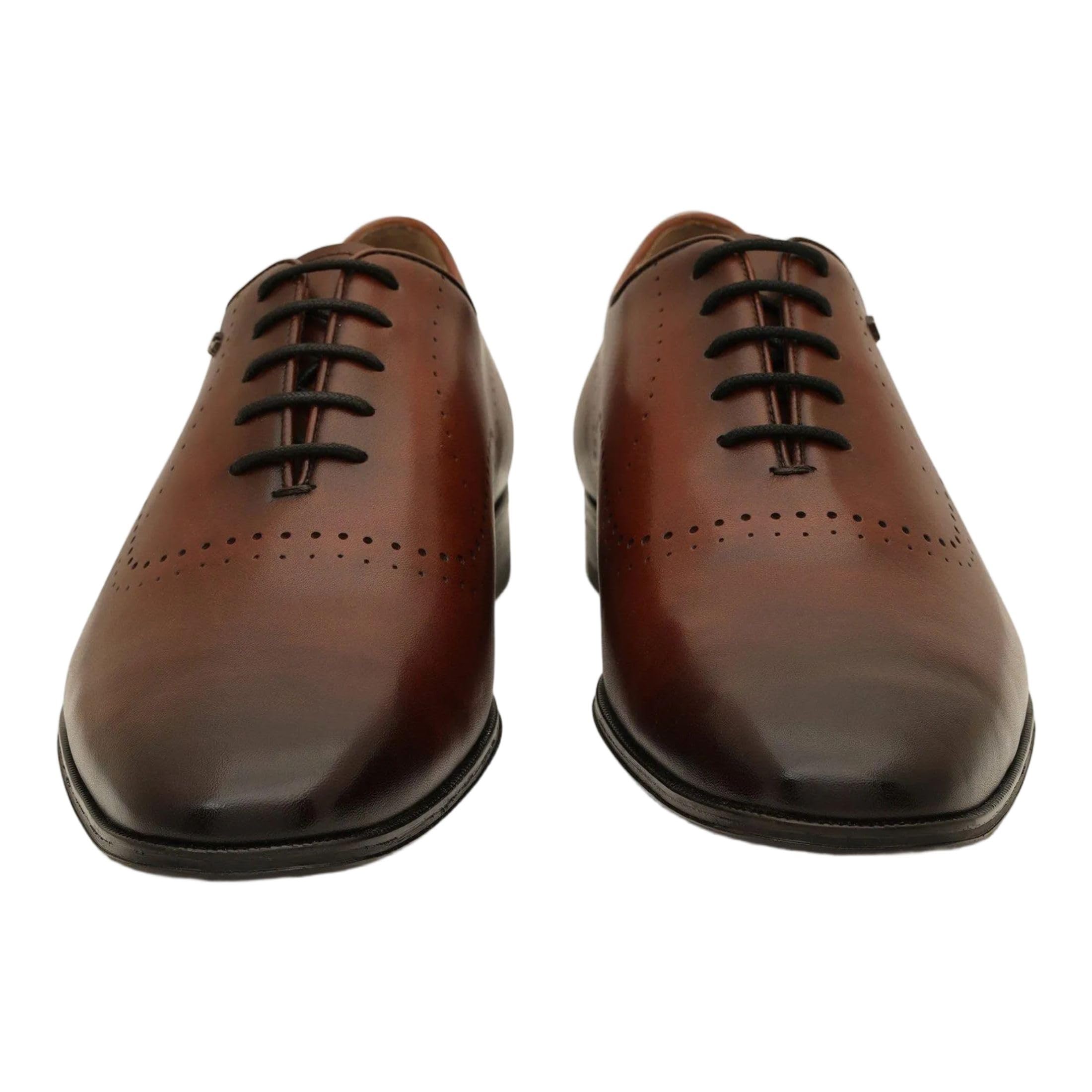 Men's Brown Leather Solid Oxford-image-27