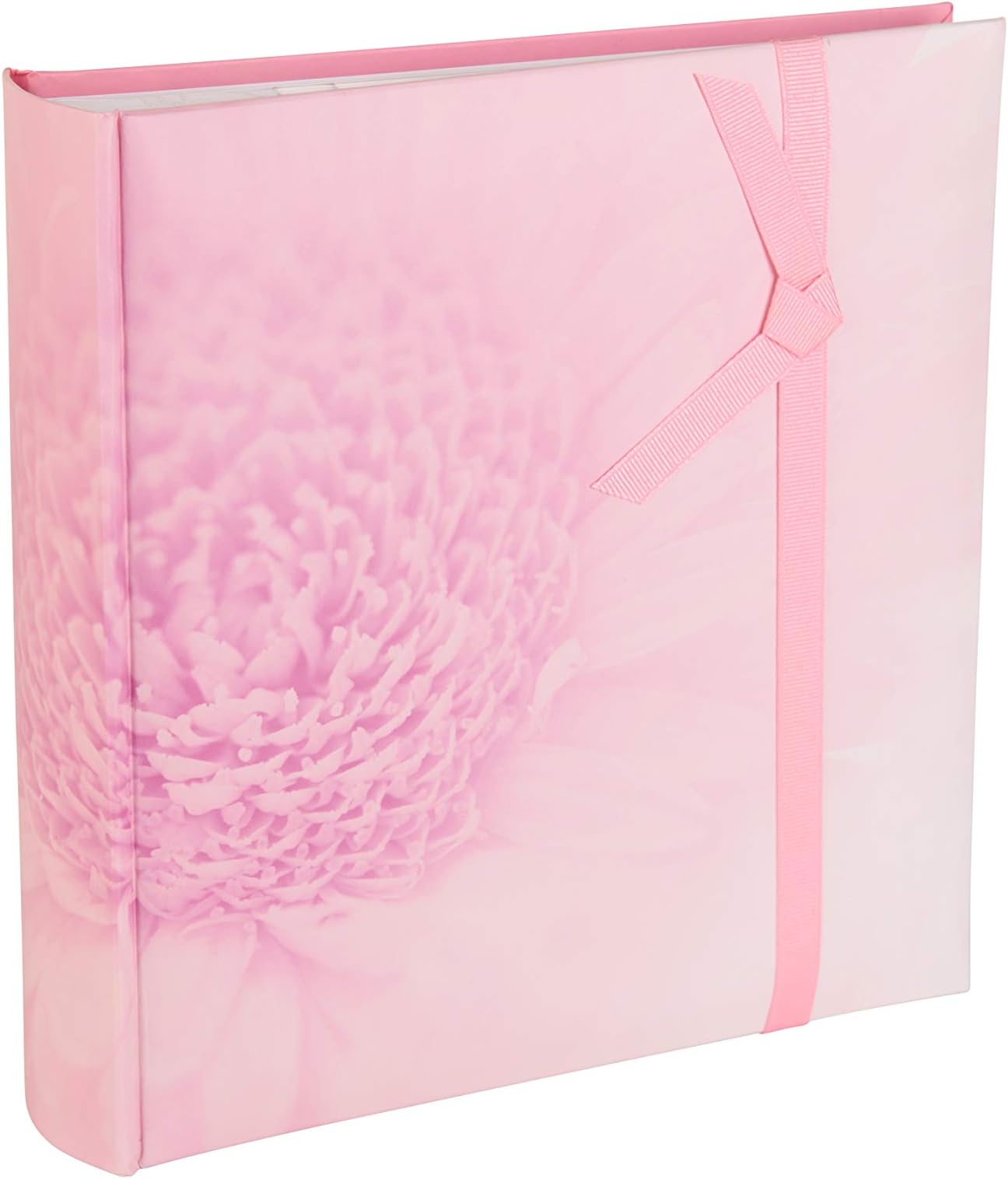 Kenro Floral Series Photo Album with Pink Dahlia Flower Motif and Pink Ribbon for 200 Photos 6x4 inch / 10x15cm Slip-In Pages – FLOW201PK