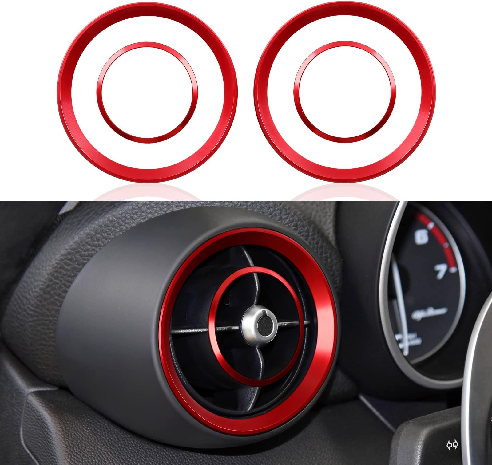 4PCS Car Vent Frame Trim AC Sticker Decals Aluminum Alloy Compatible with Alfa Romeo Giulia 2016-2023 Accessories (Front)