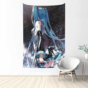 Hatsune Miku Anime Tapestry, Interior, Wall Decor, Wall Hanging, Anime, Throw, Popular, Fashionable, Decorative, Decorative, Mural Decoration, Canvas Print, Art Poster, Interior Decoration, Wall