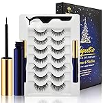 Magnetic Eyelashes with Eyeliner Kit,Magnetic Lashes with Eyeliner Set,False Eyelashes for Women with Applicator,Reusable Magnet Lash Set,Natural Look,Easy,Cruelty-Free.
