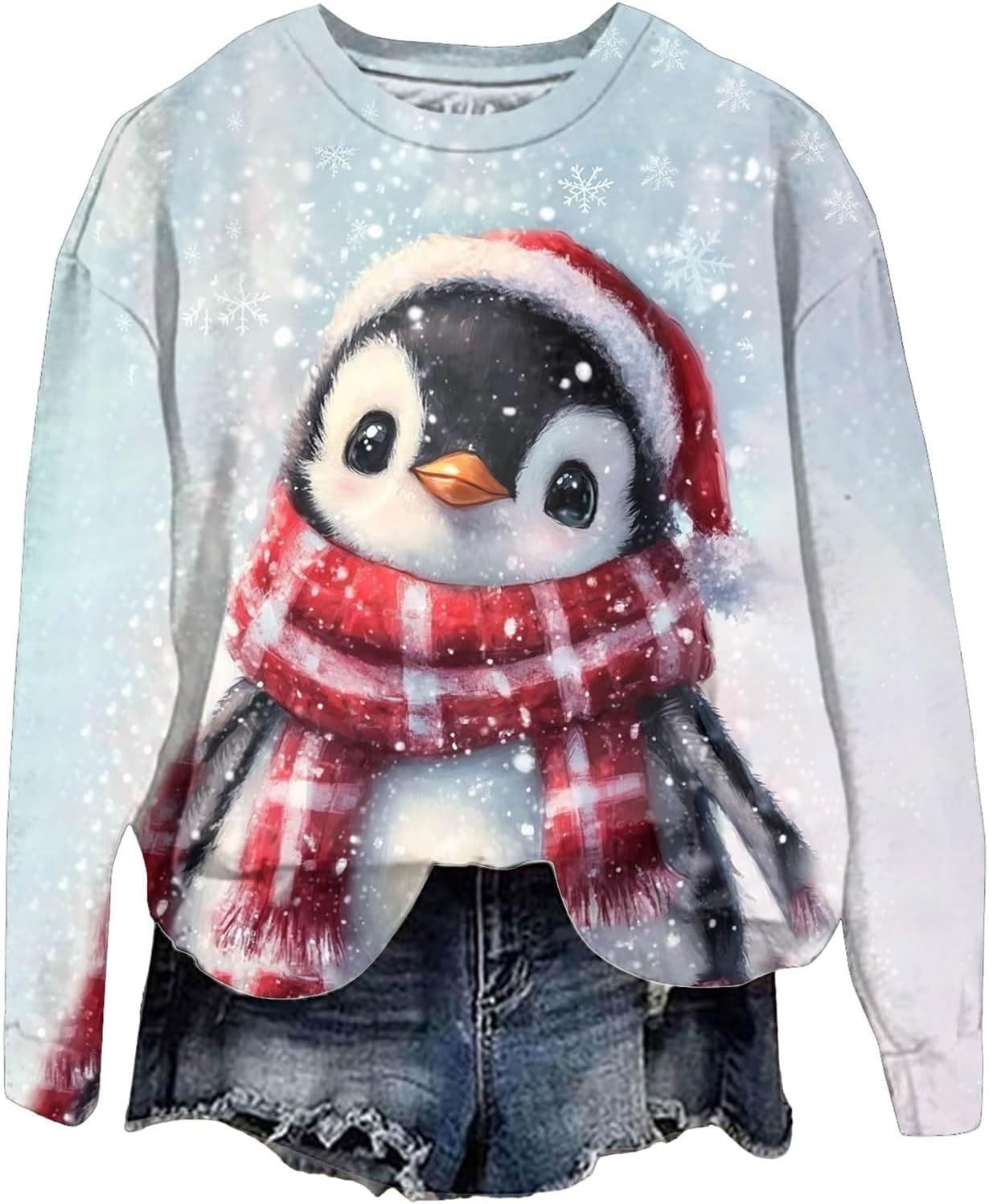 HUIFUAO Sweat-shirt De Noël Amusant Pour Femme - Sweat-shirt Père Noël Pour Femme - Imprimé Renne - Haut à Manches Longues - Pull Moche De Noël Pour Femme, Rouge, XXL