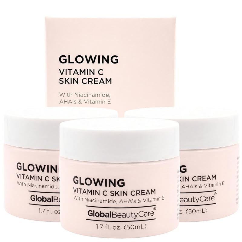 Global Beauty Care Creme Facial com Vitamina C, Niacinamida, AHA e Vitamina E, 50 mL, Pacote com 3