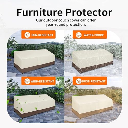 Miniatura 71 de Easy-Going Funda impermeable para sofá de exterior, funda resistente para sofá de patio de 3 plazas, resistente al viento, funda para muebles