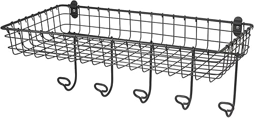 Spectrum Diversified Bandeja de montaje en pared vintage y estación de gancho, gris industrial mediano