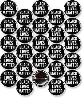 Black Lives Matter Pinback Buttons – Durable Round Metal Badge – Show Support for Social Justice, Equality & Anti-Racism – Bold Statement Accessories for Marches & Everyday Wear – 1 Inch (25 Pack)