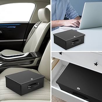 Dalmbox Portable Metal Safe Box with Key Lock - Fire Resistant