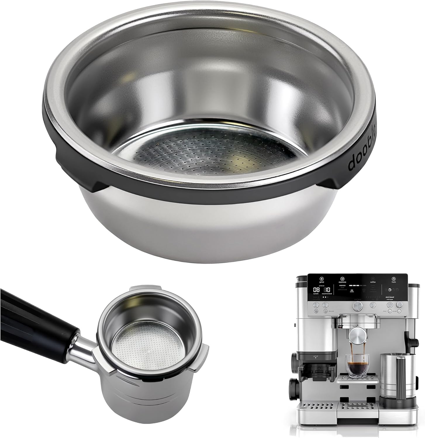 Double Cup Filter Basket Compatible with Ninja Luxe Cafe Accessories ES601 ES701, Stainless Steel Coffee Pressurized Porous Filter, Stainless Steel Coffee Filter for Ninja Espresso Machine