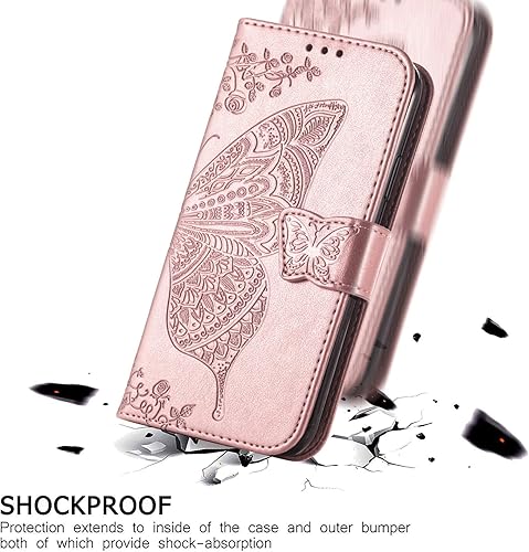 Miniatura 5 de HAOTP Funda para teléfono Samsung Galaxy S9 Plus, funda con tapa para mujer, tarjeteros de crédito en relieve con diseño de mariposa y flor de piel