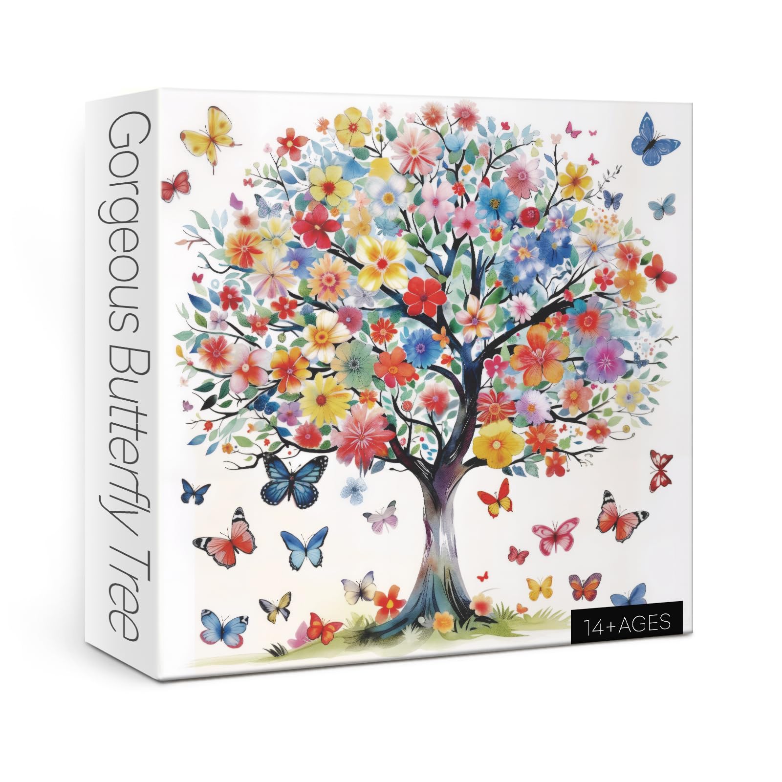 Rainbow Butterfly 1000 Piece Puzzle - Colorful Flower & Crystal Jewel Art, 23.85x23.85 Inches