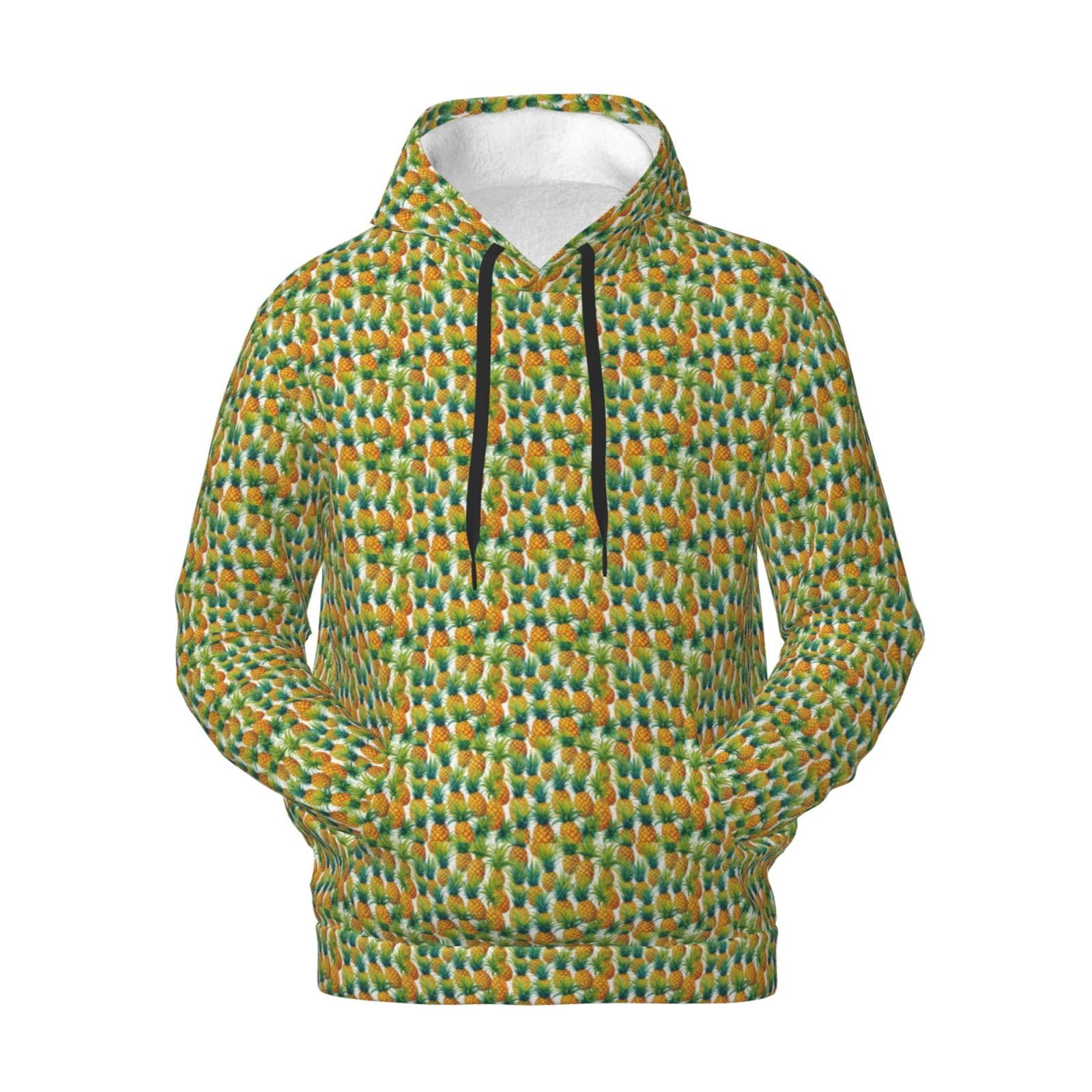 Sweat à capuche ananas Noir XL pour homme, pull léger imprimé de printemps - 7