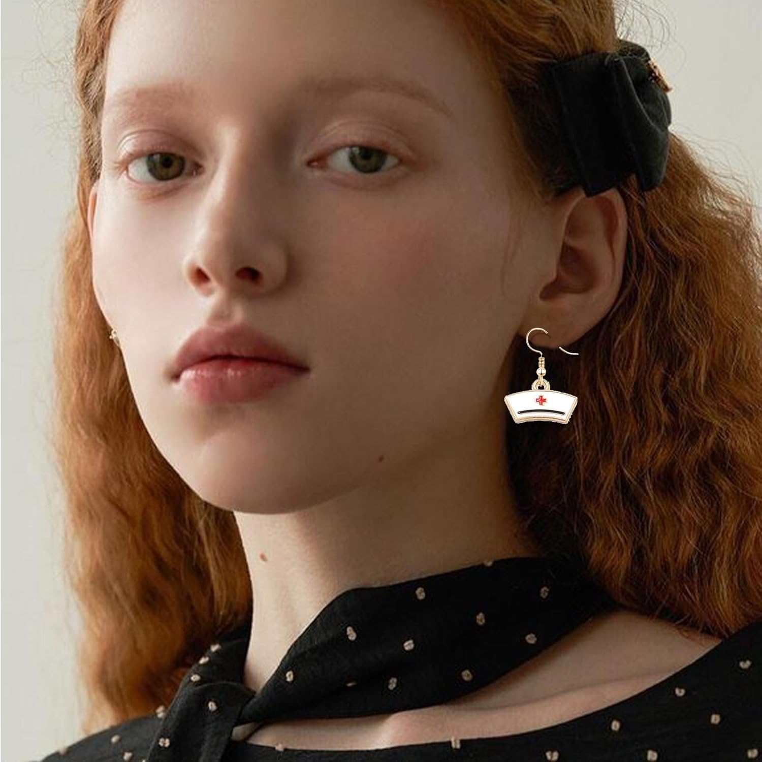 4 Pairs Nurses' Day Earrings for Nurse Doctor Creative Medical Stethoscope Syringe Dangle Earrings Red Cross Nurse Cap Earrings Nurses Day Themed Charm Jewelry - Image 2