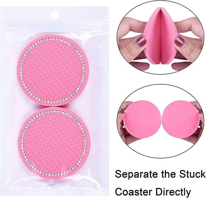 Set de 4 Posavasos Antideslizantes para Carro Rosados miniatura 8