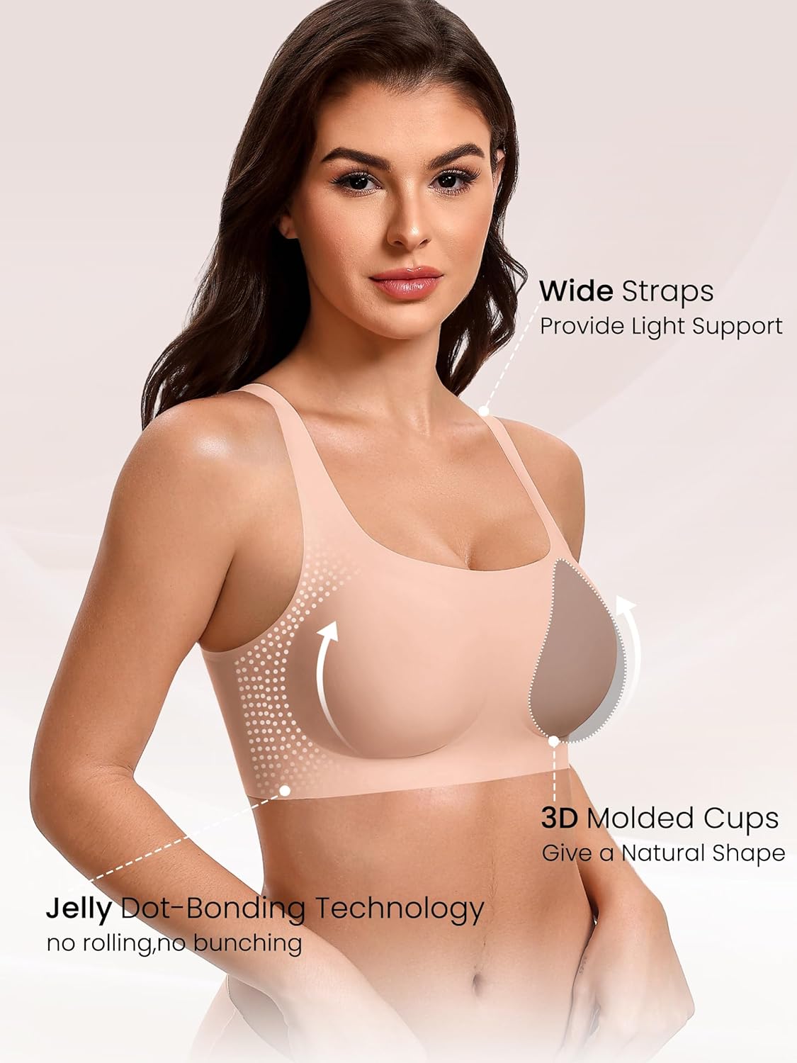 Avidlove Bras for Women Wireless Comfortable Bra Supportive No Underwire Bras Tshirt Push Up Bralettes Jelly Dot Seamless Bra - Image 2