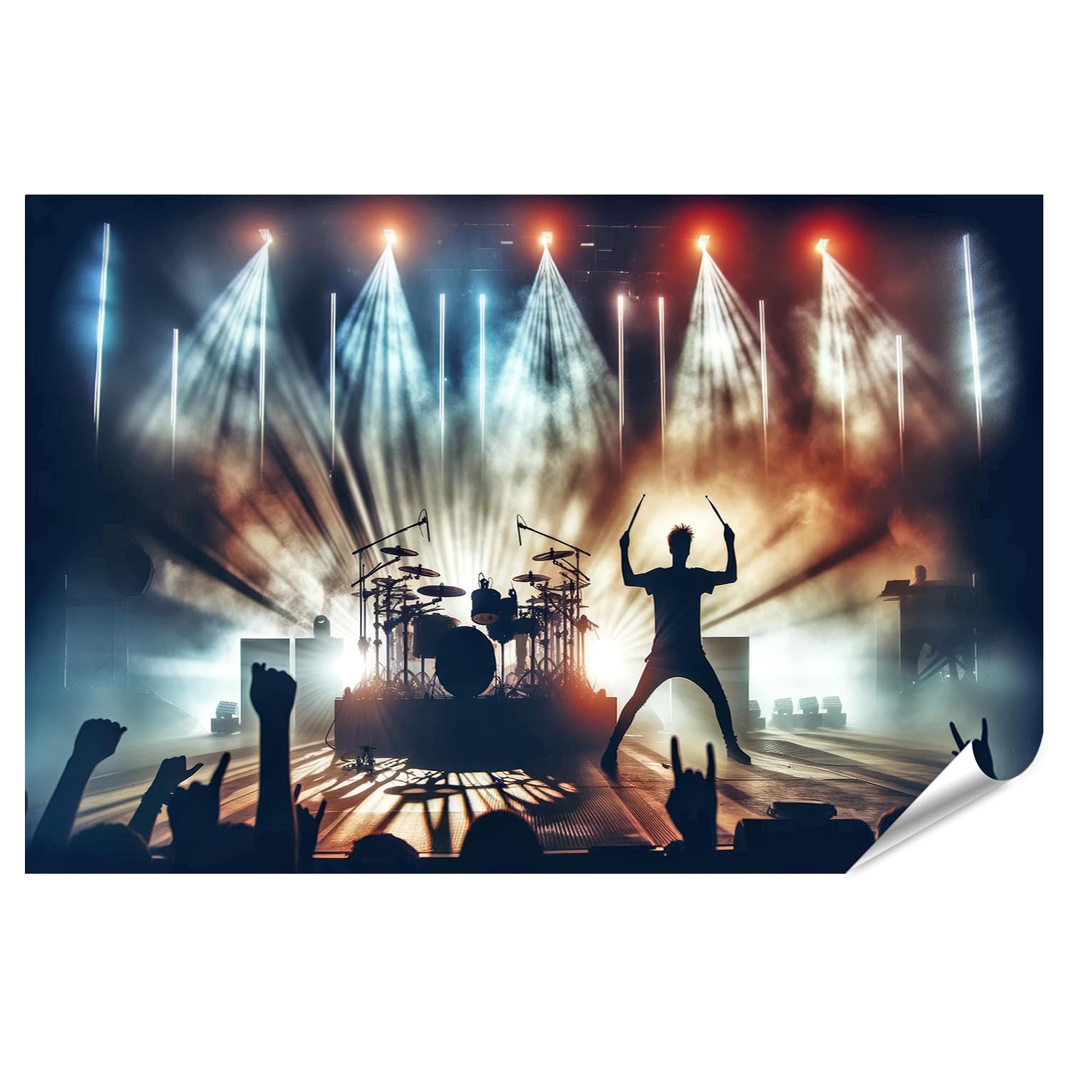 islandburner Prime XXL - Poster a forma di batterista sul palco dei concerti, stampa fotografica