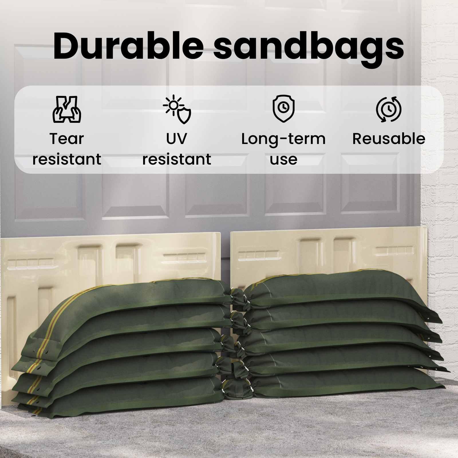 vidaXL Sacos de Arena 10 pcs Verde 120 x 27 cm HDPE, Bolsas de Arena industriales, Reutilizables para controlar Suelos, eficientes en prevención de inundaciones