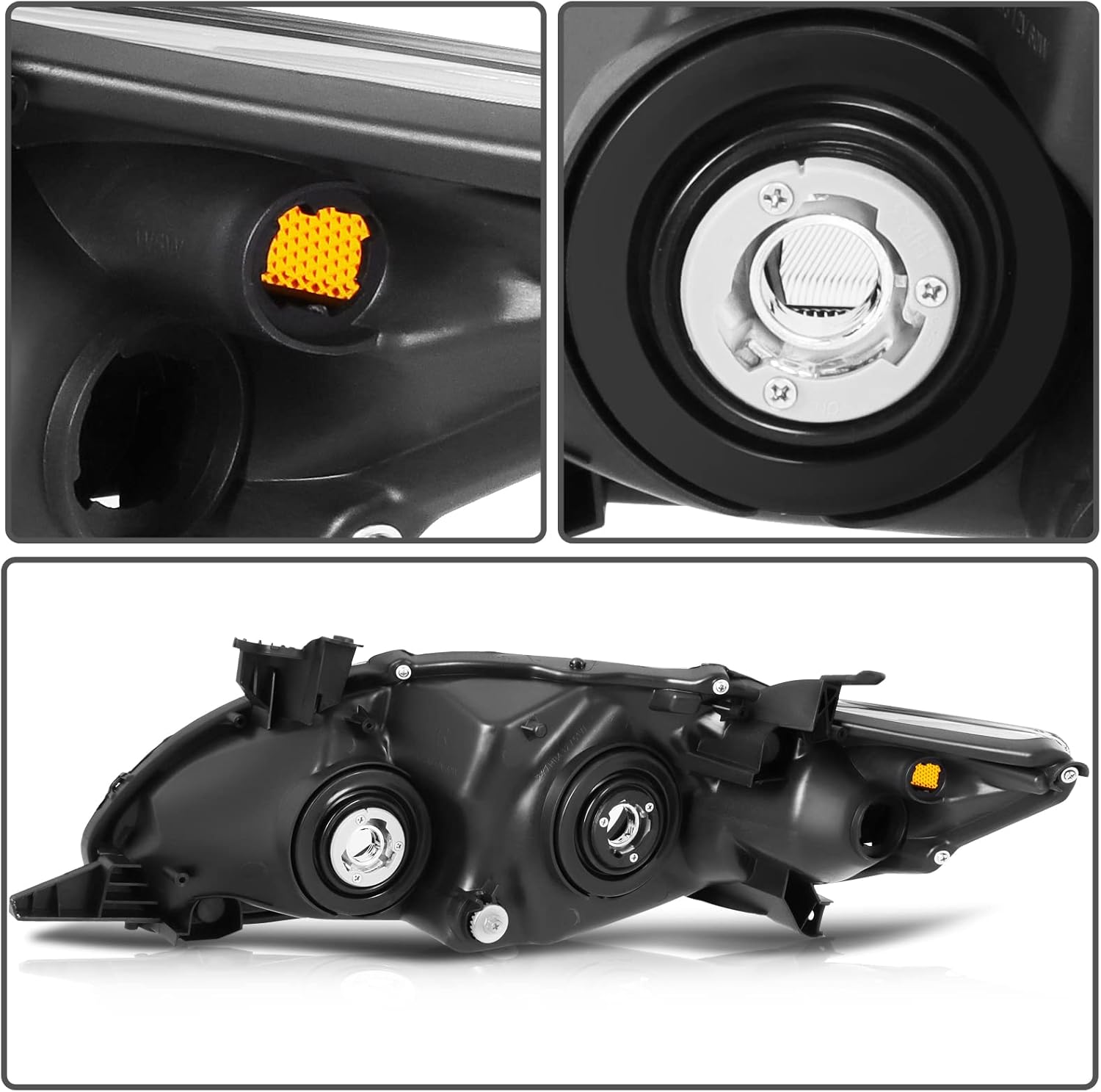OCPTY Compatible for Toyota Corolla 2011-2013 Headlight Headlamps Black Housing Amber Reflector