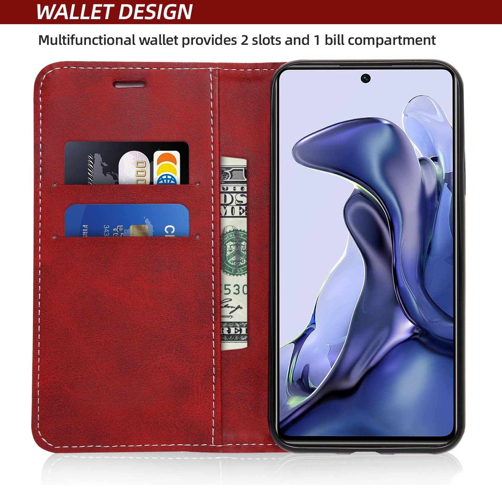 Custodia a portafoglio per Xiaomi 11T/11T Pro in pelle con