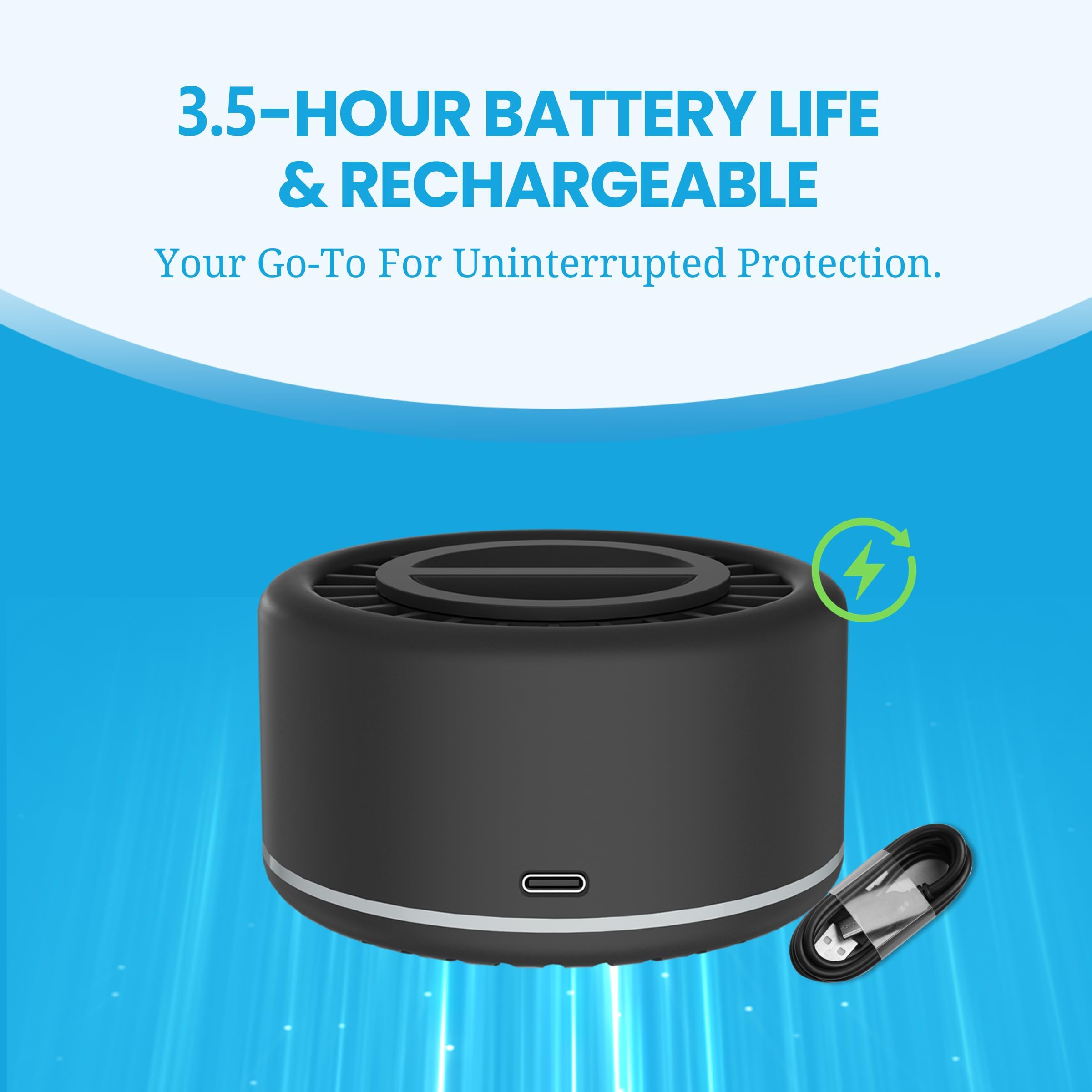 Virine Repellente per zanzare, confezione da 2, dispositivi portatili con 4 ricariche, deterrente per zanzare a diffusione alimentato a ventola, per patio, campeggio e uso esterno, ricarica USB-C