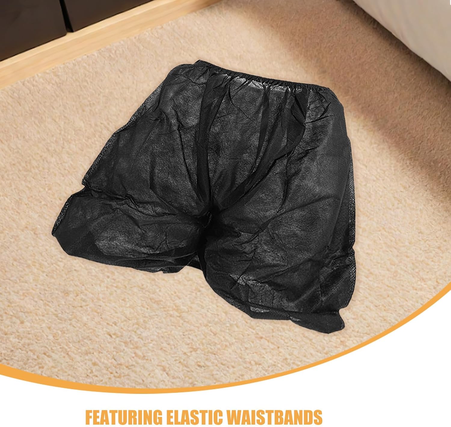 24pcs Disposable Men's Underwear Briefs Black Nonwoven Shorts for Travel and Wellness Treatments, Breathable and Skin Friction Reducing Spa Underwear for Hair Removal and Massage