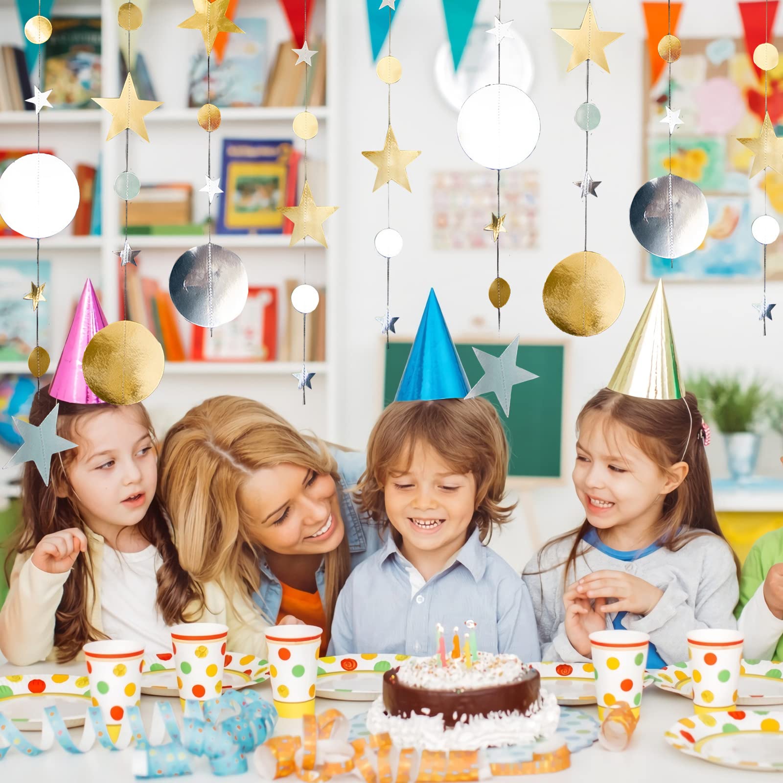 Pack 4 Guirnaldas Decorativas De Purpurina Iridiscente - 4 Metros Cada Una - Para Cumpleaños, Bodas, Fiestas - Fácil De Colgar Y Reutilizable
