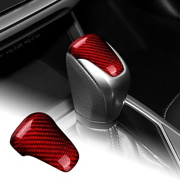 AIRSPEED Hard Carbon Fiber for Subaru Crosstrek Impreza 2024 2025 Car Gear Shift Knob Cover Sticker Gear Shifter Head Interior Trim, Red