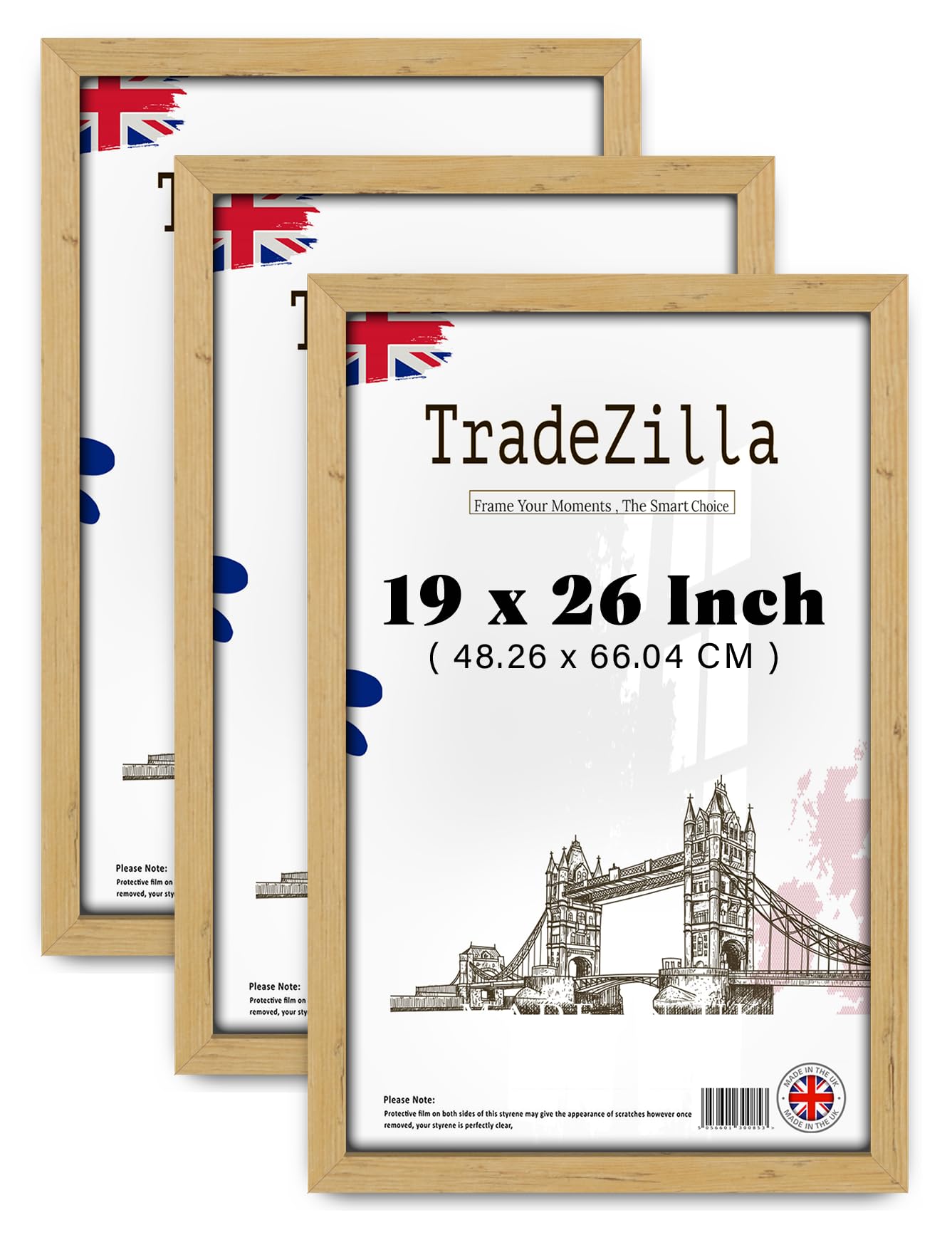 TradeZilla pack of 3 Classic Rectangle (48.26 x 66.04 CM) Pine Frame– Wood Finish - 19x26 Inch Poster/Photo/Picture Frame – 48.26 cm x 66.04 cm [ Pine ] — image 1
