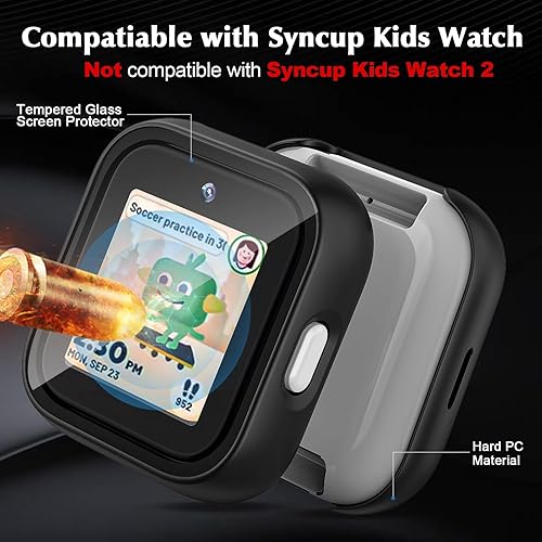 Miniatura 2 de Paquete de 1 funda compatible con T-mobile SyncUp Kids Watch Protector de pantalla, carcasa rígida de policarbonato integrado de vidrio templado