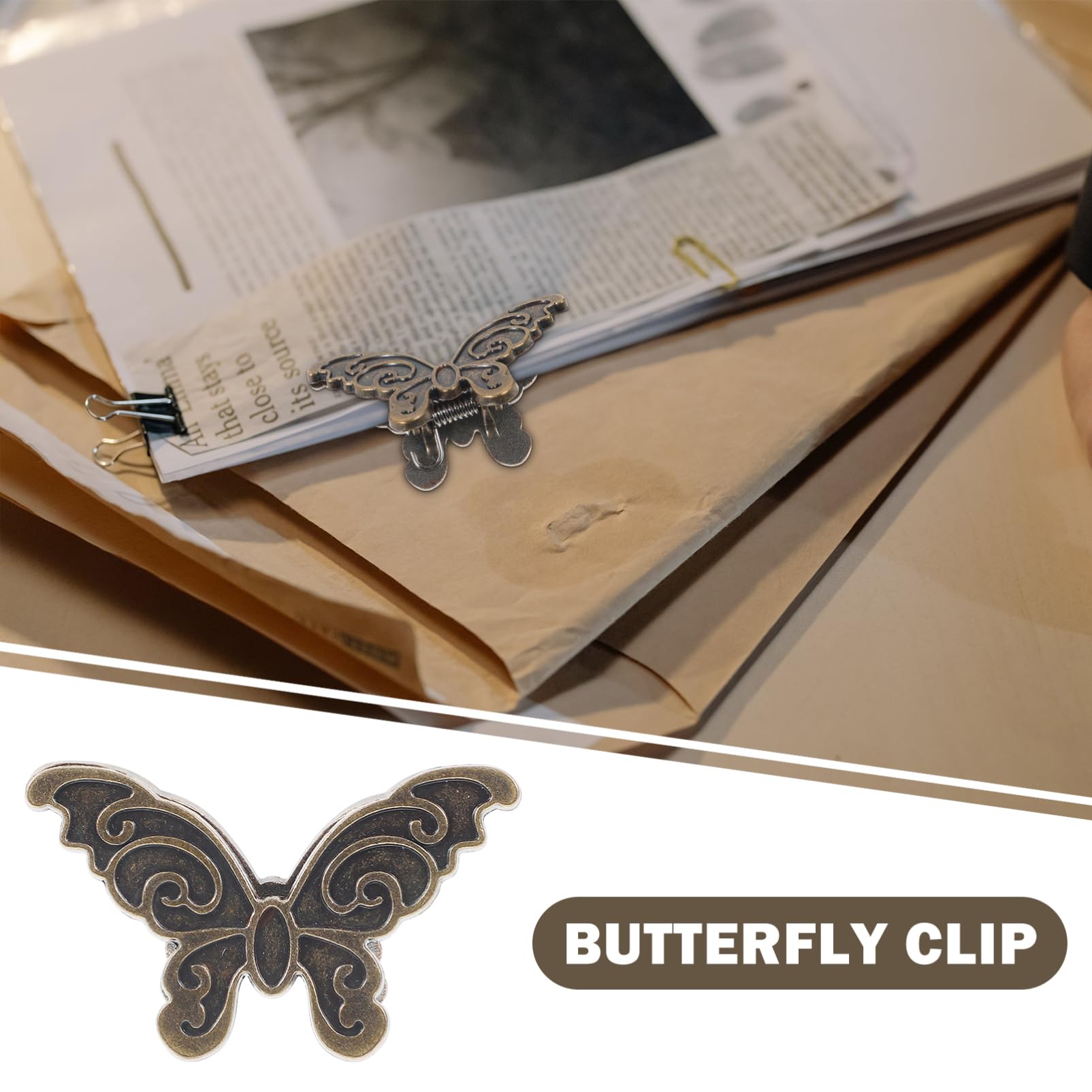 Operitacx 16pezzi Clip Decorative Forma Di Farfalla Per Ufficio Scuola e Progetti Fai Te Fermacarte Eleganti e Resistente Per Documenti e Fatture Antico