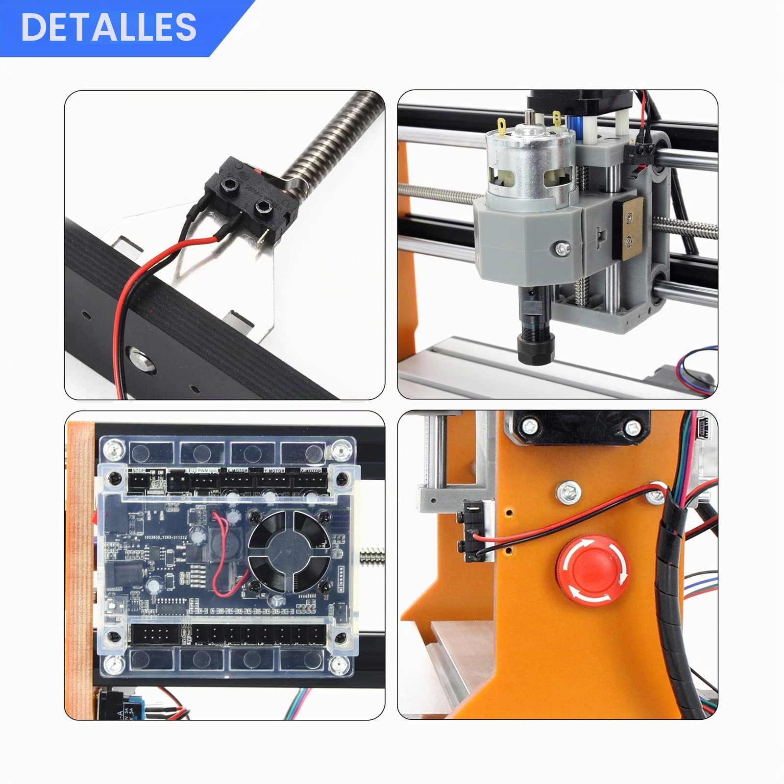 RATTMMOTOR 3 ejes GRBL DIY CNC 3018PRO, área de trabajo300x180 x450mm, máquina de grabado, con limitador y función de emergencia para cortar madera, plástico, acrílico, PVC PCB