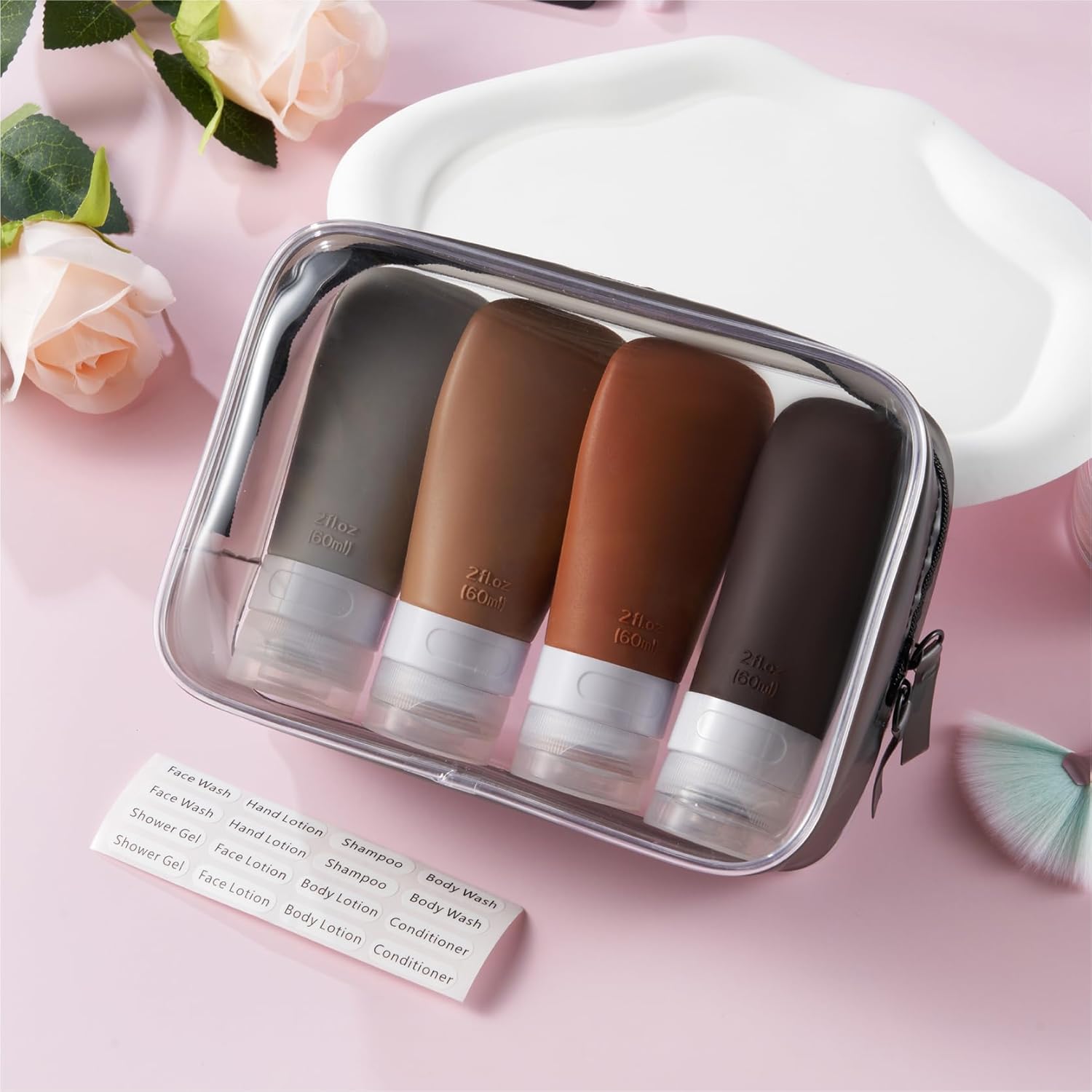 INSFIT Portable Travel Bottles, TSA Approved Leak Proof Containers for Toiletries, BPA Free Refillable Accessories for Shampoo, Body Wash, Liquids (4 Pack) - Image 7