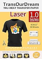 Vista 8 de TransOurDream Papel de transferencia de calor para impresora LaserJet (20 hojas, 8.5 x 11, láser 1.0), vinilo de transferencia de calor para Ligera