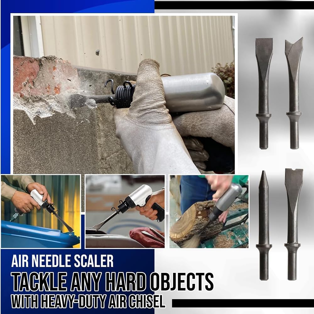 Dérouilleur professionnel à aiguilles à air,Détartreur à aiguilles à air comprimé,Dérouilleur décapeur pneumatique,4500U/min,19 aiguilles,Avec 4 ciseaux avec fixation rapide pour couper,dénuder