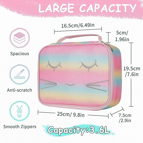 Miniatura 9 de VASCHY Estuche grande para lápices, organizador de marcadores de suministros de arte, bolsa grande para bolígrafos con 3 ranuras de capas