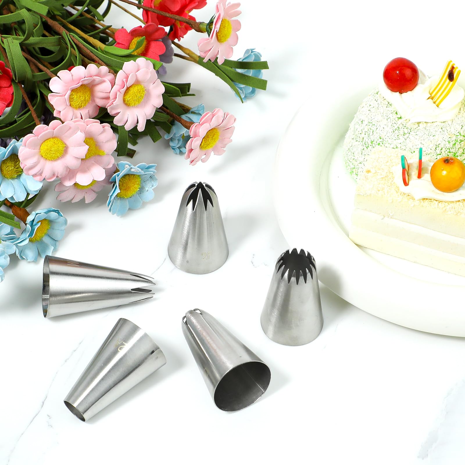 Amazon.com: 5pcs Cake Piping Tips (1M 2D 1C 1B 1E), Decorating