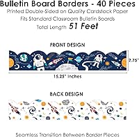 Vista 3 de Big Dot of Happiness Outer Space Galaxy - Decoración festoneada para el aula, bordes para tablón de anuncios, 51 pies