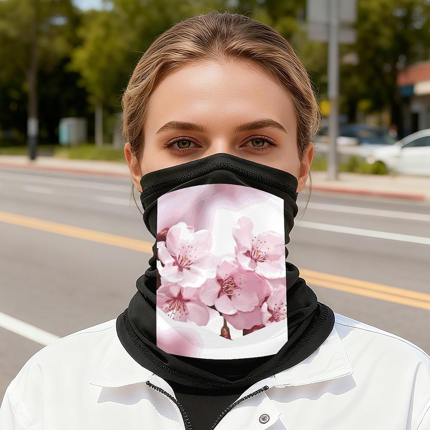 Cherry Blossom Neck Gaiter Face Mask UV Protection for Men Women, Breathable Quick Dry Face Cover Bandana Outdoor Sports Balaclava Wind-Proof for Hiking Skiing Motorcycle Cycling