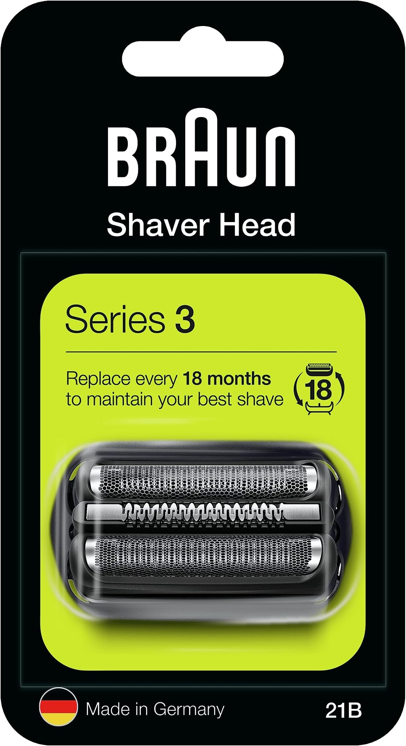 Series 3 Electric Shaver Original Replacement Head, Easily Attach Your New Shaver Head, Compatible with All Series 3 Electric Shavers, 21B, Black