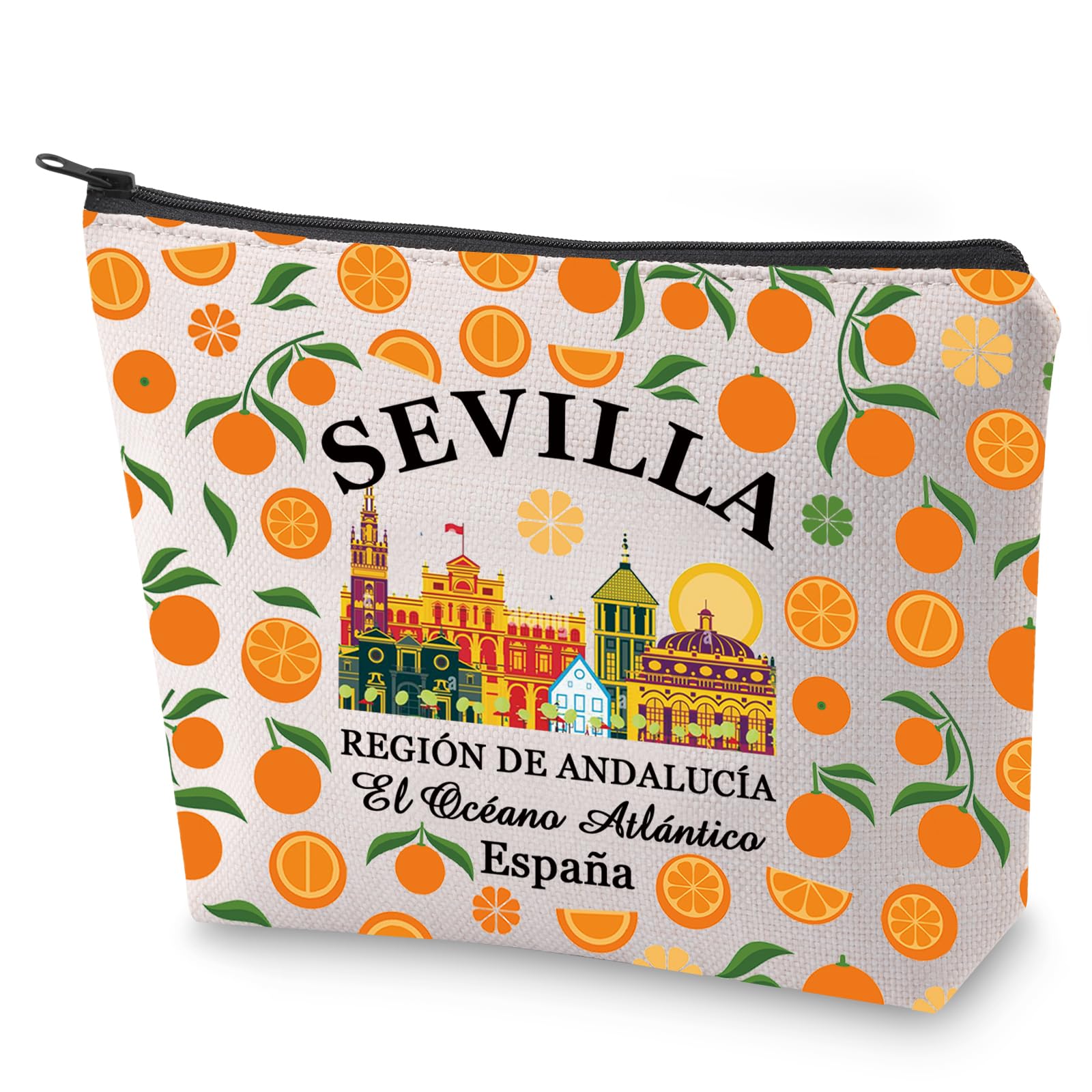 LEVLOSevilla Oranges Cosmetic Bag Espana Gift Sevilla Travel Makeup Bag Souvenir Gift (Sevilla)